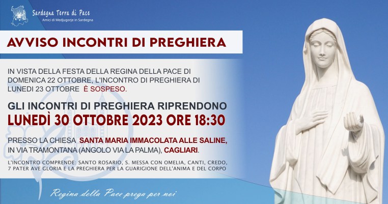 Sospensione Incontro di Preghiera 23 Ottobre 2023